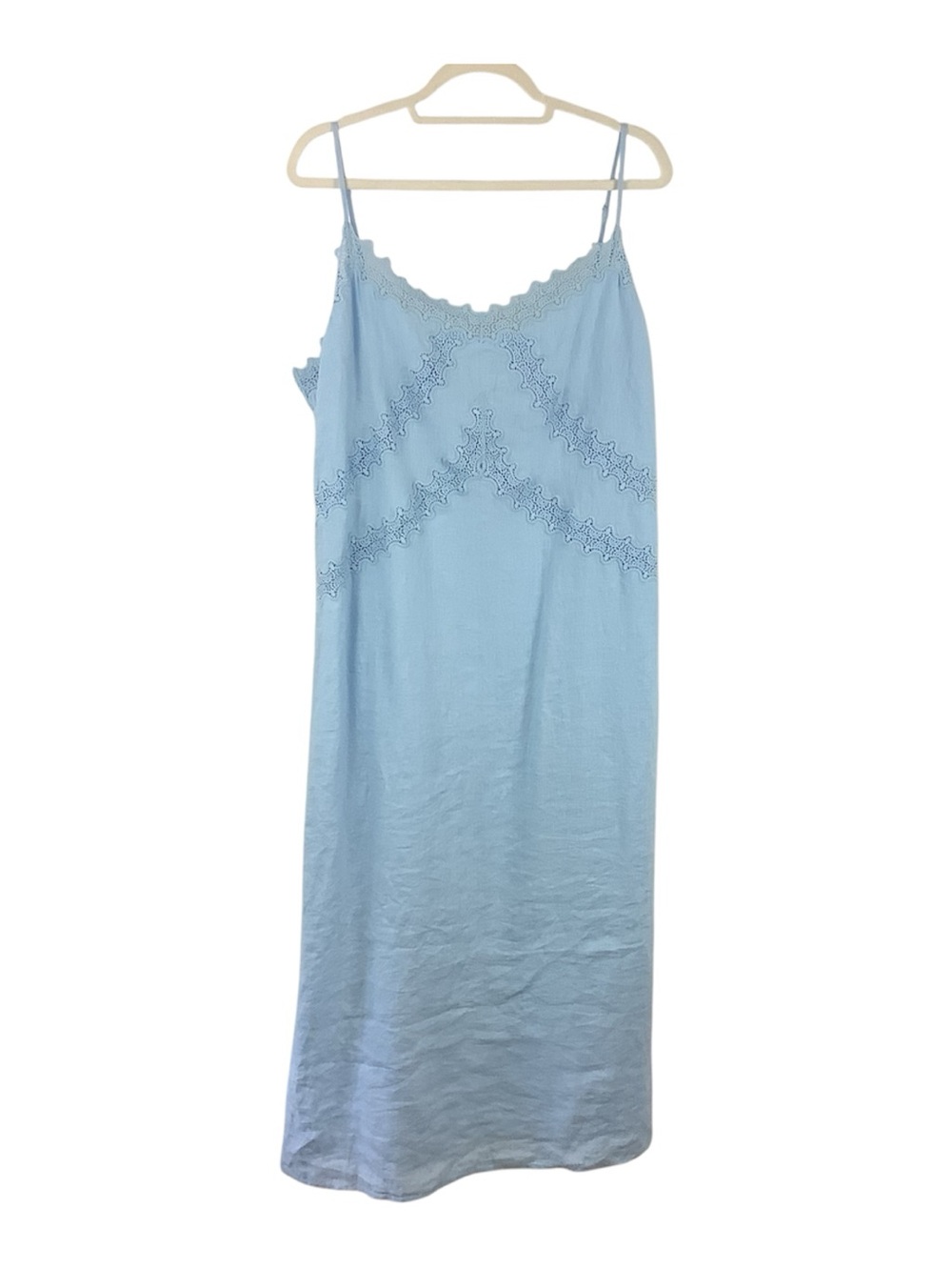 J.Crew Light Blue Lace-Trim Slip Dress in Linen